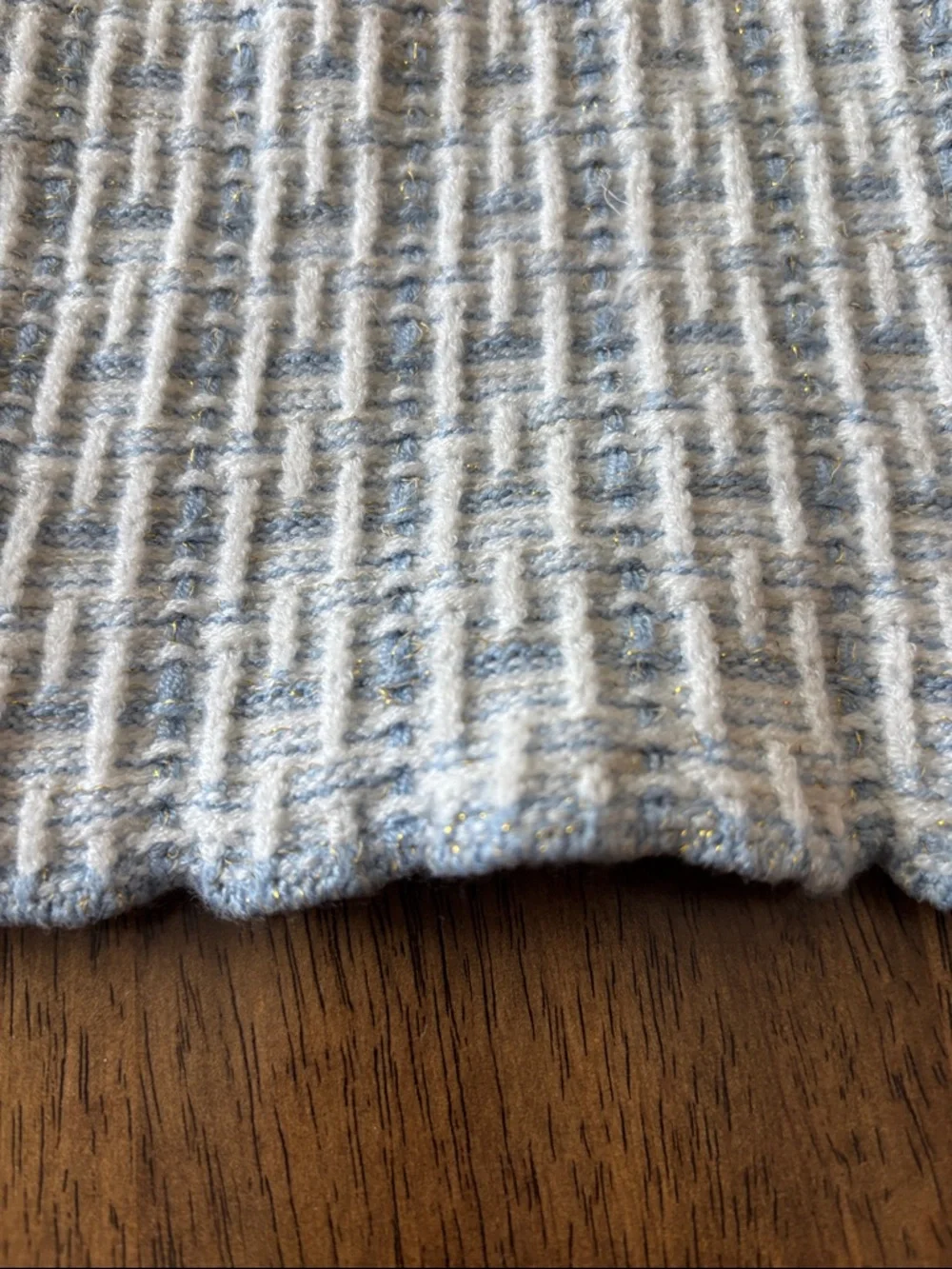 Girls White & Light Blue Knit Cardigan and Skirt Set